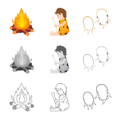 Vector design of evolution and neolithic logo. Collection of evolution and primeval stock vector illustration.