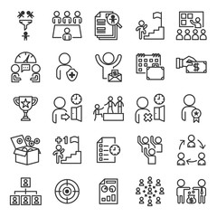Human Resources Information System or HR Outline Icon Set