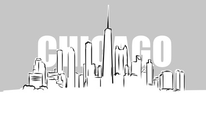 Obraz premium Chicago Skylinie Vector Sketch