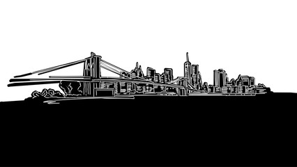 New York City Panorama Silhouette Drawing