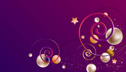 New Christmas and New Year holiday background vector illustration of Gold volume balls and sweets