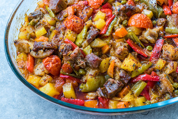 Turkish Kebap Orman Kebabi / Kebab with Cubed Meat and Vegetables Stew.