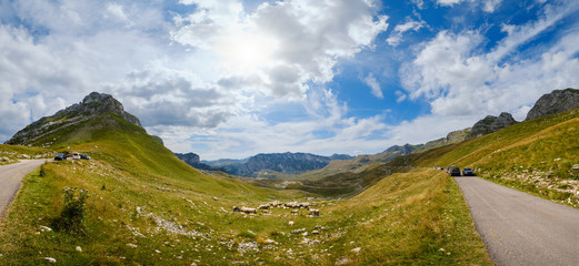 Summer mountain Durmitor National Park, Montenegro. Durmitor panoramic road, Sedlo pass.