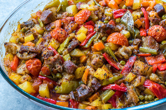 Turkish Kebap Orman Kebabi / Kebab with Cubed Meat and Vegetables Stew.