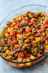 Turkish Kebap Orman Kebabi / Kebab with Cubed Meat and Vegetables Stew.