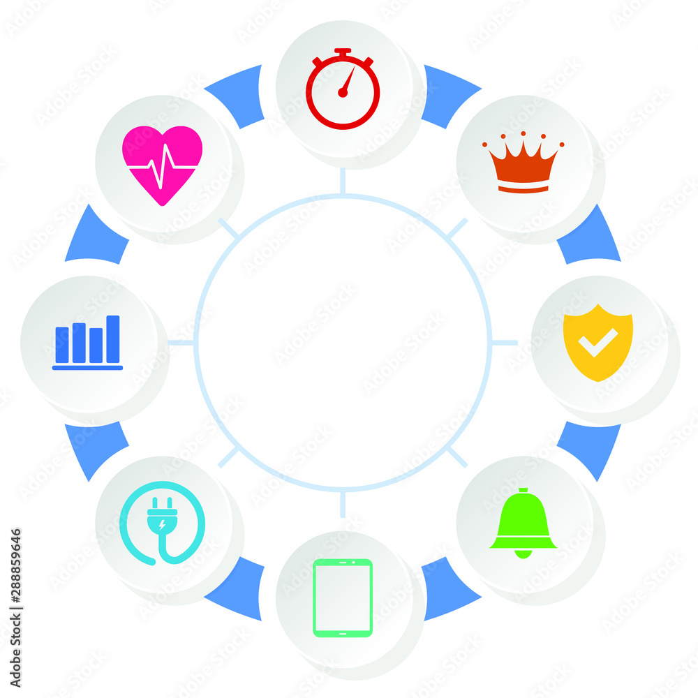 Aufkleber infographic vector circle template for presentation, business concept with 8 options