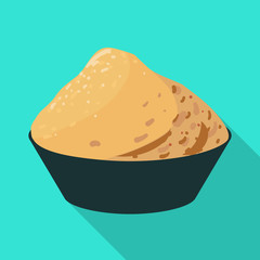 Vector design of powder and ginger sign. Collection of powder and root stock symbol for web.