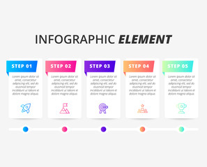5 option or step of business infographic label design with icons. Infographics template element for business concept,presentations banner,workflow layout,process diagram,marketing statistics graphic. 