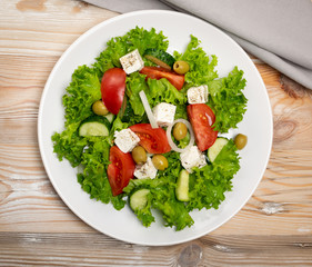 Greek Salad, Horiatiki or Village Salad with Feta Cheese