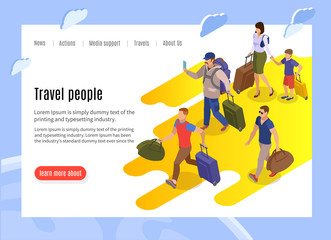 Travel People Isometric Landing Page