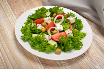 Greek Salad, Horiatiki or Village Salad with Feta Cheese