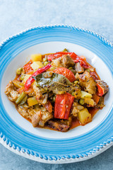 Turkish Kebap Orman Kebabi / Kebab with Cubed Meat and Vegetables Stew.