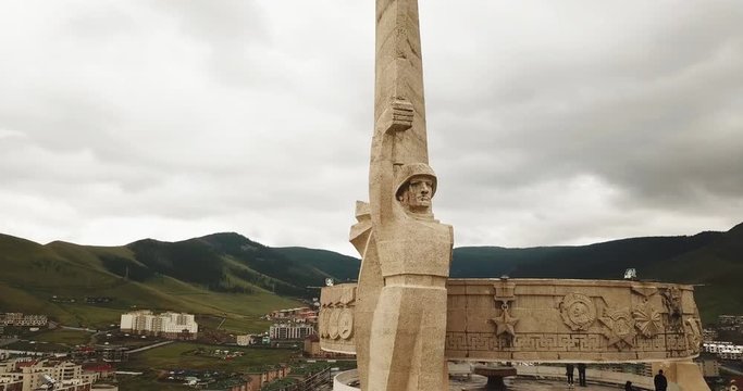 Ulaanbaatar, Mongolia. Memorial to Soviet soldiers on Zaisan Tolgoi. complex in honor of the Red Army s support of the Mongolian People s Revolution, From Drone, Point of interest
