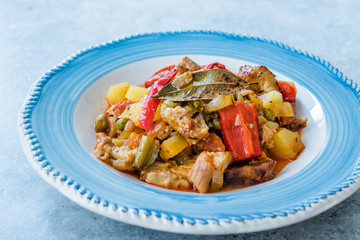 Turkish Kebap Orman Kebabi / Kebab with Cubed Meat and Vegetables Stew.