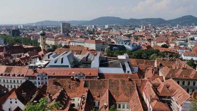 Panoramic view on the city of Graz, Austria in UHD resolution