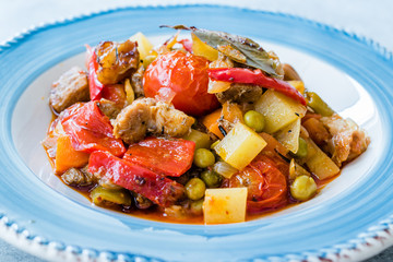 Turkish Kebap Orman Kebabi / Kebab with Cubed Meat and Vegetables Stew.