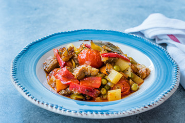 Turkish Kebap Orman Kebabi / Kebab with Cubed Meat and Vegetables Stew.