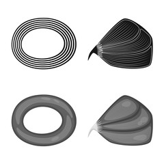 Vector design of fiber and muscular symbol. Set of fiber and body stock vector illustration.