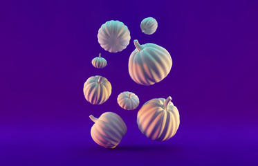 3d rendered background with Halloween Pumpkin. Holiday Illustration. Copy space