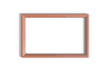 3d illustration of a wooden picture frame on white background