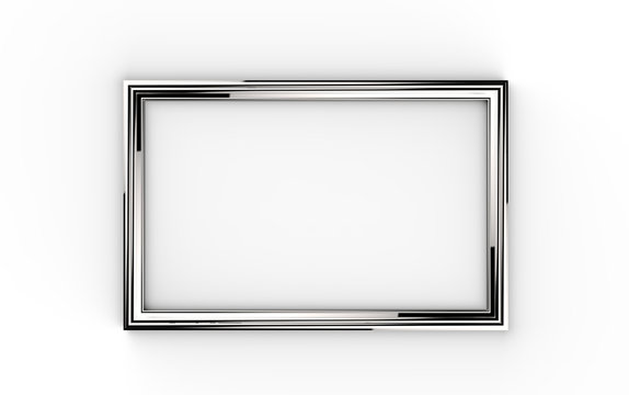 3d illustration of a silver picture frame on white background