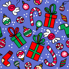 Materiał do szycia christmas seamless pattern with gifts