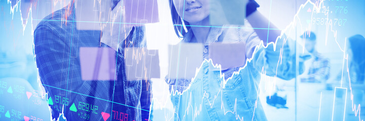 Composite image of stocks and shares