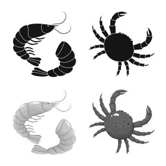 Naklejka premium Vector design of fresh and restaurant logo. Set of fresh and marine vector icon for stock.