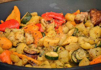 Closeup of baked vegetables