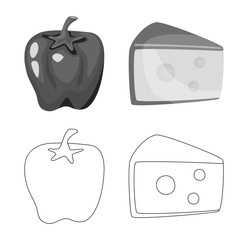 Vector illustration of taste and product logo. Set of taste and cooking stock symbol for web.