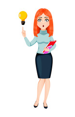 Young beautiful redhead business woman