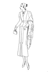 Representation of women's fashion in the 1920s - Vintage Illustration