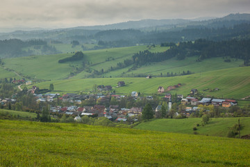 Fototapeta na wymiar View from Grandeus on the Lapsze Wyzne village in Spisz region, Poland