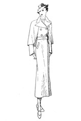 Fototapeta premium Representation of women's fashion in the 1920s - Vintage Illustration