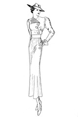 Representation of women's fashion in the 1920s - Vintage Illustration