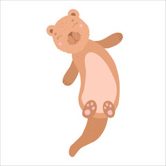 Otter. Flat cartoon vector illustration, isolate on white background