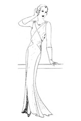 Representation of women's fashion in the 1920s - Vintage Illustration