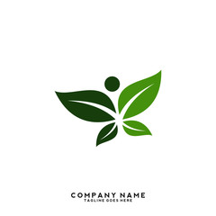 Creative green leaf logo template