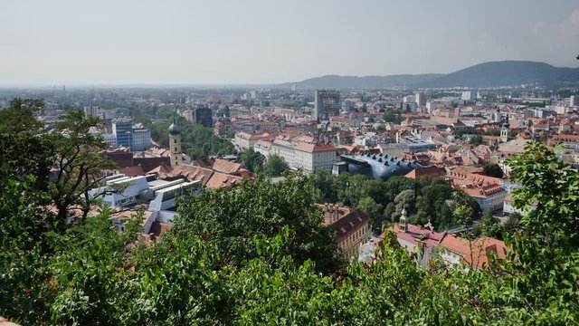 Panoramic view on the city of Graz, Austria in UHD resolution