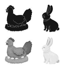 Isolated object of breeding and kitchen symbol. Collection of breeding and organic stock symbol for web.
