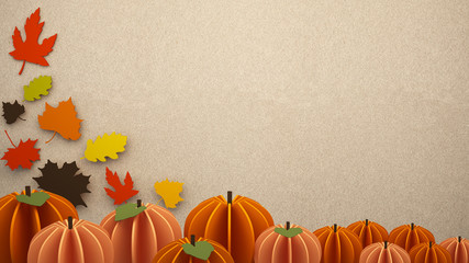 Autumn leaves fall with pumpkins - 3D Rendering
