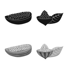 Vector illustration of food and yummy sign. Set of food and brown vector icon for stock.