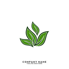 Creative green leaf logo template