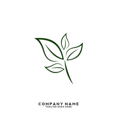 Creative green leaf logo template