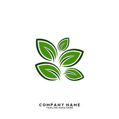 Creative green leaf logo template