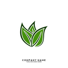Creative green leaf logo template