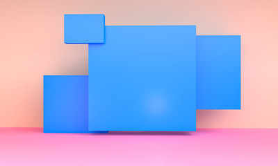 Geometric shape scene minimal, 3d rendering.