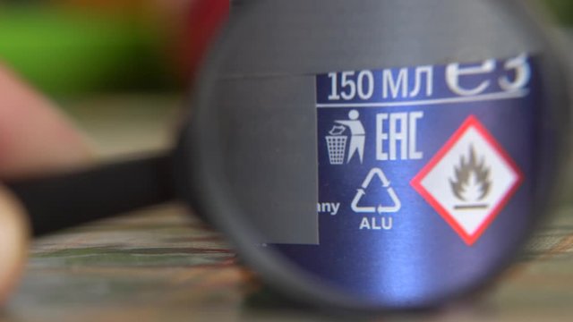Recycling code on deodorant can. Waste management and reduction. Recycle Aerosol Cans
