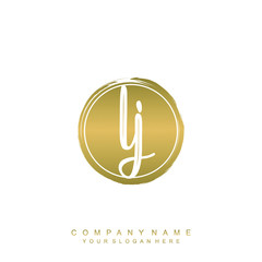 LJ initials handwriting logo, with brush template and brush circle