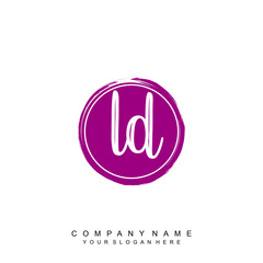 LD initials handwriting logo, with brush template and brush circle